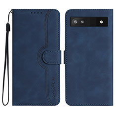 Custodia Portafoglio In Pelle Cover con Supporto YX2 per Google Pixel 6a 5G Blu