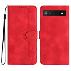 Custodia Portafoglio In Pelle Cover con Supporto YX2 per Google Pixel 6a 5G Rosso