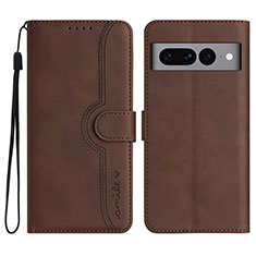 Custodia Portafoglio In Pelle Cover con Supporto YX2 per Google Pixel 7 Pro 5G Marrone