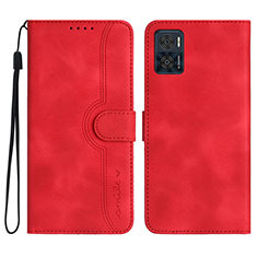 Custodia Portafoglio In Pelle Cover con Supporto YX2 per Motorola Moto E22 Rosso