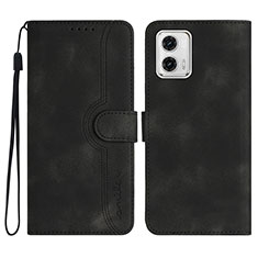 Custodia Portafoglio In Pelle Cover con Supporto YX2 per Motorola Moto G73 5G Nero