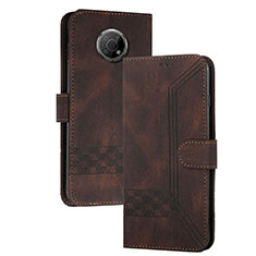 Custodia Portafoglio In Pelle Cover con Supporto YX2 per Nokia G10 Marrone