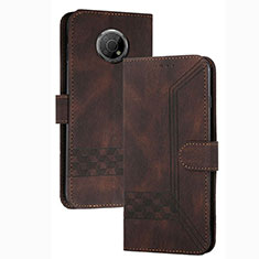 Custodia Portafoglio In Pelle Cover con Supporto YX2 per Nokia G300 5G Marrone