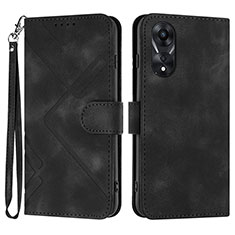 Custodia Portafoglio In Pelle Cover con Supporto YX2 per Oppo A18 Nero