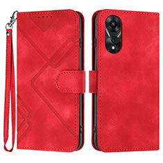 Custodia Portafoglio In Pelle Cover con Supporto YX2 per Oppo A18 Rosso