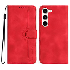 Custodia Portafoglio In Pelle Cover con Supporto YX2 per Samsung Galaxy S22 5G Rosso