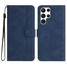 Custodia Portafoglio In Pelle Cover con Supporto YX2 per Samsung Galaxy S22 Ultra 5G Blu