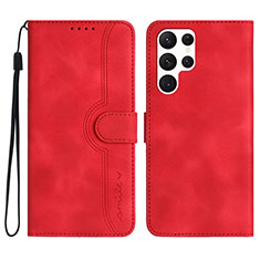 Custodia Portafoglio In Pelle Cover con Supporto YX2 per Samsung Galaxy S22 Ultra 5G Rosso