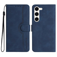 Custodia Portafoglio In Pelle Cover con Supporto YX2 per Samsung Galaxy S24 5G Blu