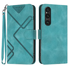 Custodia Portafoglio In Pelle Cover con Supporto YX2 per Sony Xperia 1 V Verde