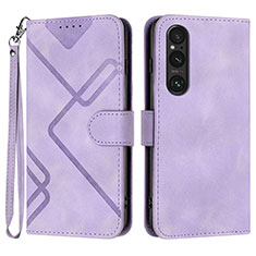 Custodia Portafoglio In Pelle Cover con Supporto YX2 per Sony Xperia 1 V Viola