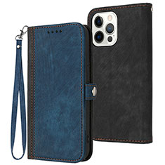 Custodia Portafoglio In Pelle Cover con Supporto YX3 per Apple iPhone 13 Pro Max Blu