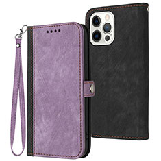 Custodia Portafoglio In Pelle Cover con Supporto YX3 per Apple iPhone 15 Pro Max Viola