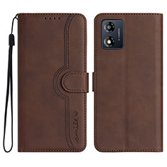 Custodia Portafoglio In Pelle Cover con Supporto YX3 per Motorola Moto E13 Marrone