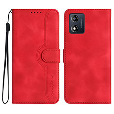 Custodia Portafoglio In Pelle Cover con Supporto YX3 per Motorola Moto E13 Rosso