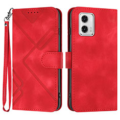 Custodia Portafoglio In Pelle Cover con Supporto YX3 per Motorola Moto G73 5G Rosso