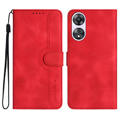 Custodia Portafoglio In Pelle Cover con Supporto YX3 per Oppo A18 Rosso