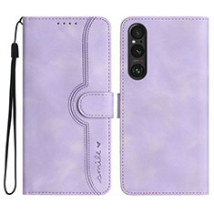 Custodia Portafoglio In Pelle Cover con Supporto YX3 per Sony Xperia 1 V Viola