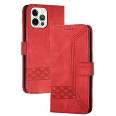 Custodia Portafoglio In Pelle Cover con Supporto YX4 per Apple iPhone 13 Pro Rosso