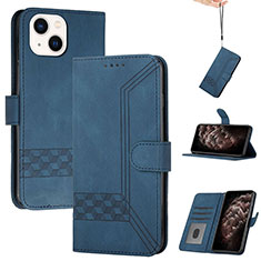 Custodia Portafoglio In Pelle Cover con Supporto YX4 per Apple iPhone 14 Plus Blu