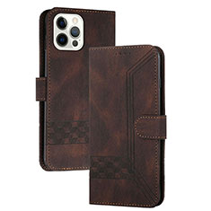 Custodia Portafoglio In Pelle Cover con Supporto YX4 per Apple iPhone 14 Pro Max Marrone