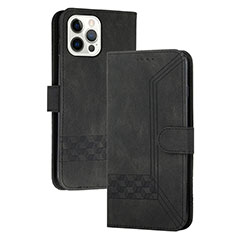 Custodia Portafoglio In Pelle Cover con Supporto YX4 per Apple iPhone 15 Pro Nero