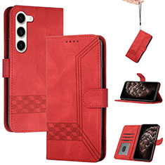 Custodia Portafoglio In Pelle Cover con Supporto YX4 per Samsung Galaxy S23 5G Rosso