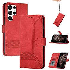 Custodia Portafoglio In Pelle Cover con Supporto YX4 per Samsung Galaxy S23 Ultra 5G Rosso