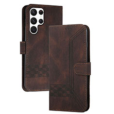 Custodia Portafoglio In Pelle Cover con Supporto YX4 per Samsung Galaxy S24 Ultra 5G Marrone