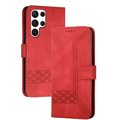 Custodia Portafoglio In Pelle Cover con Supporto YX4 per Samsung Galaxy S24 Ultra 5G Rosso