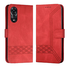 Custodia Portafoglio In Pelle Cover con Supporto YX5 per Oppo A18 Rosso