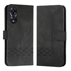 Custodia Portafoglio In Pelle Cover con Supporto YX5 per Oppo A38 Nero