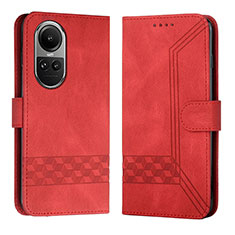 Custodia Portafoglio In Pelle Cover con Supporto YX5 per Oppo Reno10 5G Rosso