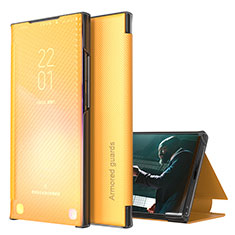 Custodia Portafoglio In Pelle Cover con Supporto ZL1 per Samsung Galaxy A12 5G Giallo