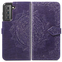 Custodia Portafoglio In Pelle Fantasia Modello Cover con Supporto A01D per Samsung Galaxy S21 Plus 5G Viola