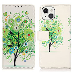 Custodia Portafoglio In Pelle Fantasia Modello Cover con Supporto A07 per Apple iPhone 13 Verde