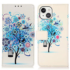 Custodia Portafoglio In Pelle Fantasia Modello Cover con Supporto A07 per Apple iPhone 14 Blu