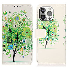 Custodia Portafoglio In Pelle Fantasia Modello Cover con Supporto A07 per Apple iPhone 15 Pro Max Verde