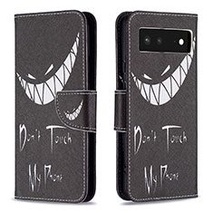 Custodia Portafoglio In Pelle Fantasia Modello Cover con Supporto B01F per Google Pixel 6 5G Nero