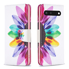 Custodia Portafoglio In Pelle Fantasia Modello Cover con Supporto B01F per Google Pixel 7 5G Multicolore