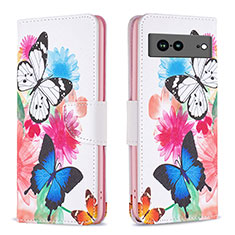 Custodia Portafoglio In Pelle Fantasia Modello Cover con Supporto B01F per Google Pixel 7a 5G Colorato