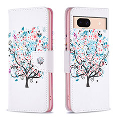 Custodia Portafoglio In Pelle Fantasia Modello Cover con Supporto B01F per Google Pixel 8a 5G Bianco