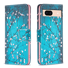 Custodia Portafoglio In Pelle Fantasia Modello Cover con Supporto B01F per Google Pixel 8a 5G Ciano