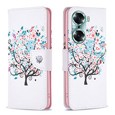 Custodia Portafoglio In Pelle Fantasia Modello Cover con Supporto B01F per Huawei Honor 60 5G Bianco