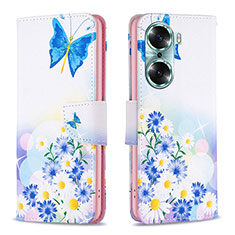 Custodia Portafoglio In Pelle Fantasia Modello Cover con Supporto B01F per Huawei Honor 60 5G Blu