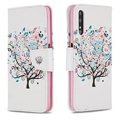 Custodia Portafoglio In Pelle Fantasia Modello Cover con Supporto B01F per Huawei P Smart Z (2019) Bianco