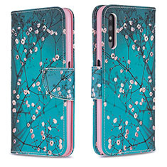 Custodia Portafoglio In Pelle Fantasia Modello Cover con Supporto B01F per Huawei P Smart Z (2019) Ciano