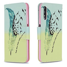 Custodia Portafoglio In Pelle Fantasia Modello Cover con Supporto B01F per Huawei P Smart Z (2019) Verde Pastello