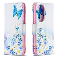 Custodia Portafoglio In Pelle Fantasia Modello Cover con Supporto B01F per Huawei P50 Blu