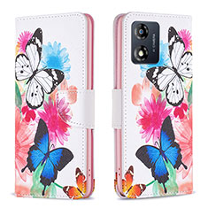 Custodia Portafoglio In Pelle Fantasia Modello Cover con Supporto B01F per Motorola Moto E13 Colorato